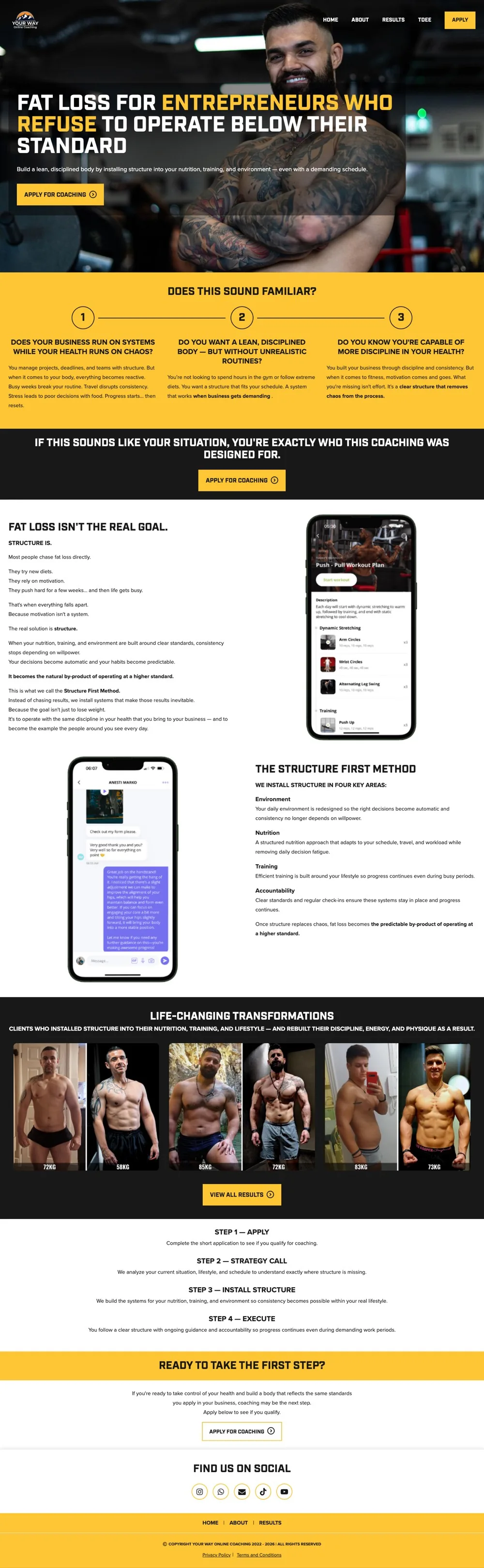 YourWay Online Coaching website